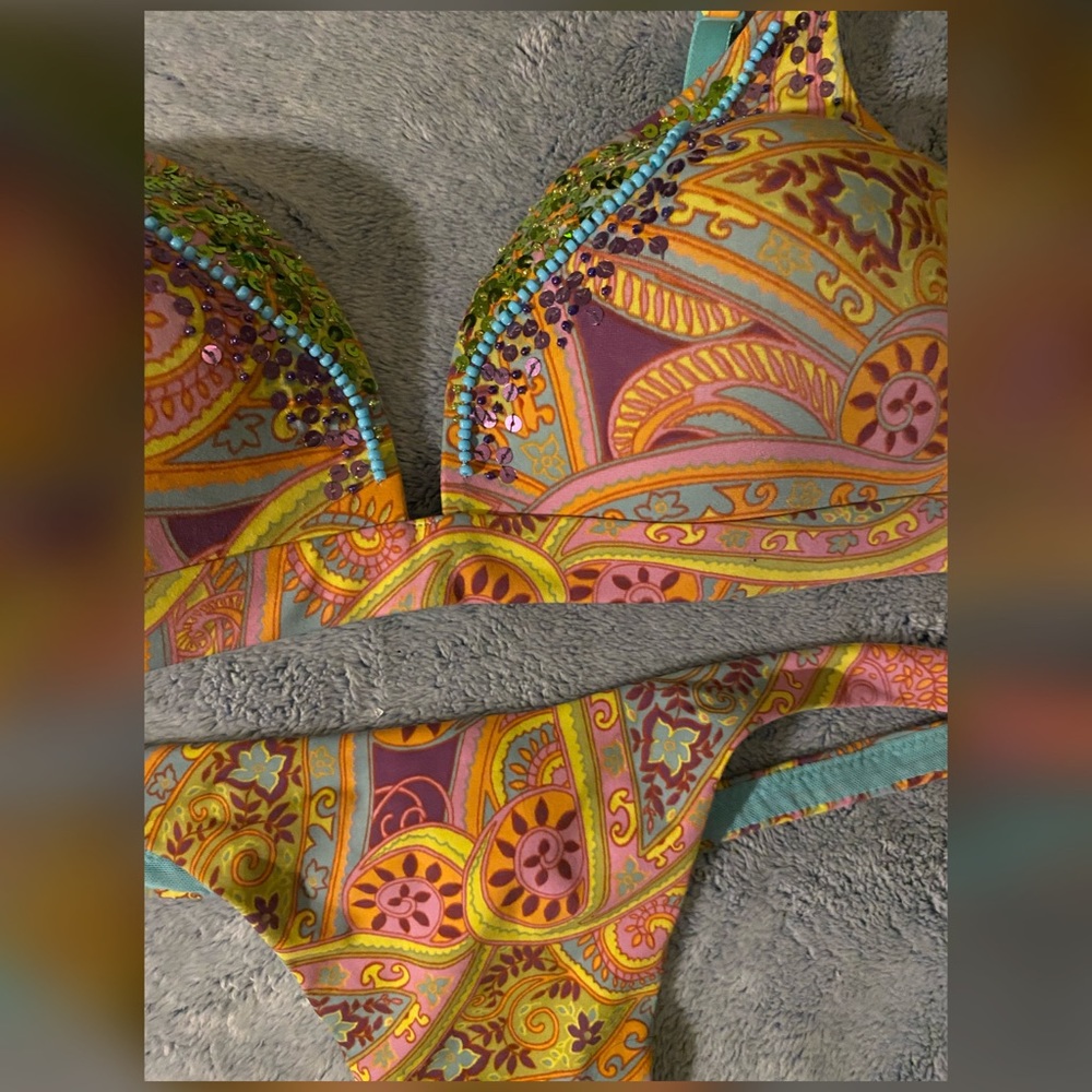 Vintage Body IPEX by Victoria’s Secret Bra Panties Set Beaded Sequins - Picture 2 of 10